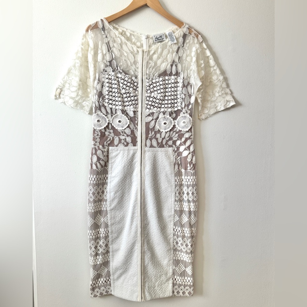 Beguile by Byron Lars White Lace Midi Dress Pencil Skirt
